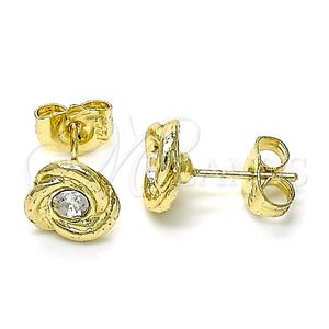 Arete Dormilona 02.213.0168 Oro Laminado, con Blanca Cristal, Pulido, Tono Dorado