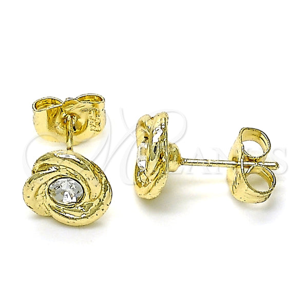 Arete Dormilona 02.213.0168 Oro Laminado, con Blanca Cristal, Pulido, Tono Dorado