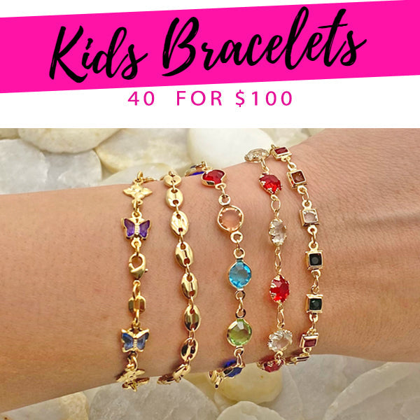 Kit Surtido de 40 Pulseras Infantiles de Oro Laminado al por mayor — SKU 132174