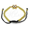 Pulsera Elegante 03.341.0032.11 Oro Laminado, Diseño de Estrella de Davi y Bola, con Zirconia Cubica Multicolor, Esmaltado Multicolor, Tono Dorado (Grosor 04 MM, 11 Pulgadas de Largo)