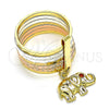 Anillo Multi Piedra 01.253.0032.07 Oro Laminado, Diseño de Semanario y Elefante, con Granate Zirconia Cubica, Diamantado, Tres Tonos (Size 7)