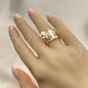 Anillo Multi Piedra 01.253.0032.09 Oro Laminado, Diseño de Semanario y Elefante, con Granate Zirconia Cubica, Diamantado, Tres Tonos (Size 9)