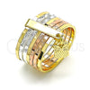 Anillo Elegante 01.253.0034.06 Oro Laminado, Diseño de Semanario y Búho, Diamantado, Tres Tonos (Size 6)