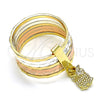 Anillo Elegante 01.253.0034.08 Oro Laminado, Diseño de Semanario y Búho, Diamantado, Tres Tonos (Size 8)