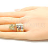Anillo Multi Piedra 01.253.0035.08 Oro Laminado, Diseño de Semanario y Mariposa, con Blanca Cristal, Diamantado, Tres Tonos (Size 8)