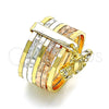 Anillo Multi Piedra 01.253.0035.08 Oro Laminado, Diseño de Semanario y Mariposa, con Blanca Cristal, Diamantado, Tres Tonos (Size 8)