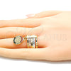 Anillo Multi Piedra 01.253.0036.06 Oro Laminado, Diseño de Semanario y San Benito, con Multicolor Cristal, Diamantado, Tres Tonos (Size 6)