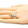 Anillo Elegante 01.253.0038.09 Oro Laminado, Diseño de Semanario y Guadalupe, Diamantado, Tres Tonos (Size 9)