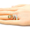 Anillo Multi Piedra 01.253.0039.07 Oro Laminado, Diseño de Semanario y Guadalupe, con Multicolor Cristal, Diamantado, Tres Tonos (Size 7)