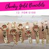 Kit Surtido de 12 Pulseras Gruesas de Oro Laminado al por mayor — SKU 132289