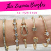 Kit Surtido de 12 Brazaletes Finos de Zirconia de Oro Laminado al por mayor — SKU 132293