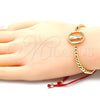 Pulsera Bolo Ajustable 03.207.0108.11 Oro Laminado, Diseño de Guadalupe y Bola, con Blanca Micro Pave, Pulido, Tono Dorado (04 MM Thickness, 11 Inches Length)