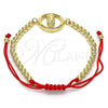 Pulsera Bolo Ajustable 03.207.0108.11 Oro Laminado, Diseño de Guadalupe y Bola, con Blanca Micro Pave, Pulido, Tono Dorado (04 MM Thickness, 11 Inches Length)