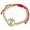 Pulsera Bolo Ajustable 03.207.0108.11 Oro Laminado, Diseño de Guadalupe y Bola, con Blanca Micro Pave, Pulido, Tono Dorado (04 MM Thickness, 11 Inches Length)