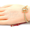 Pulsera Elegante 03.207.0112.11 Oro Laminado, Diseño de Guadalupe y Bola, con Blanca Micro Pave, Pulido, Tono Dorado (04 MM Thickness, 11 Inches Length)