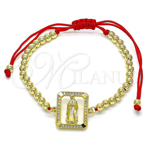 Pulsera Elegante 03.207.0112.11 Oro Laminado, Diseño de Guadalupe y Bola, con Blanca Micro Pave, Pulido, Tono Dorado (04 MM Thickness, 11 Inches Length)