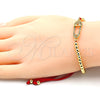 Pulsera Elegante 03.207.0116.11 Oro Laminado, Diseño de Bola, con Multicolor Micro Pave, Pulido, Tono Dorado (04 MM Thickness, 11 Inches Length)