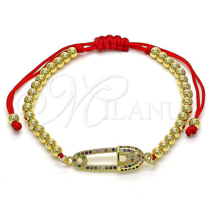 Pulsera Elegante 03.207.0116.11 Oro Laminado, Diseño de Bola, con Multicolor Micro Pave, Pulido, Tono Dorado (04 MM Thickness, 11 Inches Length)