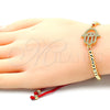 Pulsera Elegante 03.207.0118.11 Oro Laminado, Diseño de Mano de Dios y Bola, con Blanca and Negro Micro Pave, Pulido, Tono Dorado (04 MM Thickness, 11 Inches Length)