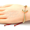 Pulsera Elegante 03.207.0119.11 Oro Laminado, Diseño de Ancla y Bola, con Multicolor Zirconia Cubica and Multicolor Micro Pave, Pulido, Tono Dorado (04 MM Thickness, 11 Inches Length)