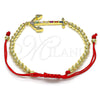 Pulsera Elegante 03.207.0119.11 Oro Laminado, Diseño de Ancla y Bola, con Multicolor Zirconia Cubica and Multicolor Micro Pave, Pulido, Tono Dorado (04 MM Thickness, 11 Inches Length)