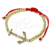 Pulsera Elegante 03.207.0119.11 Oro Laminado, Diseño de Ancla y Bola, con Multicolor Zirconia Cubica and Multicolor Micro Pave, Pulido, Tono Dorado (04 MM Thickness, 11 Inches Length)