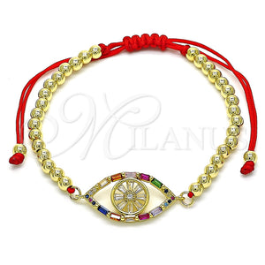Pulsera Elegante 03.207.0120.11 Oro Laminado, Diseño de Bola y Baguette, con Multicolor Zirconia Cubica and Multicolor Micro Pave, Pulido, Tono Dorado (04 MM Thickness, 11 Inches Length)
