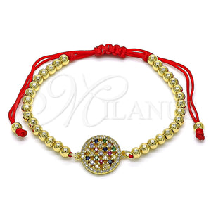 Pulsera Elegante 03.207.0023.11 Oro Laminado, Diseño de Bola, con Multicolor Zirconia Cubica and Blanca Micro Pave, Pulido, Tono Dorado (04 MM Thickness, 11 Inches Length)