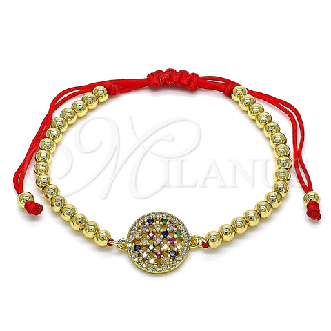 Pulsera Elegante 03.207.0023.11 Oro Laminado, Diseño de Bola, con Multicolor Zirconia Cubica and Blanca Micro Pave, Pulido, Tono Dorado (04 MM Thickness, 11 Inches Length)