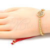 Pulsera Elegante 03.207.0024.11 Oro Laminado, Diseño de Corazón y Bola, con Blanca Micro Pave, Pulido, Tono Dorado (04 MM Thickness, 11 Inches Length)