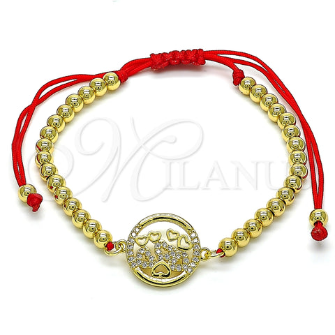 Pulsera Elegante 03.207.0024.11 Oro Laminado, Diseño de Corazón y Bola, con Blanca Micro Pave, Pulido, Tono Dorado (04 MM Thickness, 11 Inches Length)