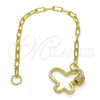 Pulsera Elegante 03.341.0045.08 Oro Laminado, Diseño de Paperclip y Mariposa, con Blanca Micro Pave, Pulido, Tono Dorado (04 MM Thickness, 8 Inches Length)