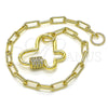Pulsera Elegante 03.341.0045.08 Oro Laminado, Diseño de Paperclip y Mariposa, con Blanca Micro Pave, Pulido, Tono Dorado (04 MM Thickness, 8 Inches Length)