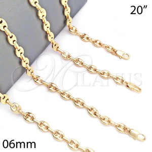 Gargantilla Basica 04.63.1310.20 Oro Laminado, Diseño de Puff Mariner, Pulido, Tono Dorado (Thickness, 20 Inches Length)