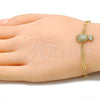 Pulsera Elegante 03.313.0025.07 Oro Laminado, Diseño de Pina y Paperclip, con Blanca Micro Pave, Pulido, Tono Dorado (03 MM Thickness, 7 Inches Length)