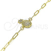 Pulsera Elegante 03.313.0025.07 Oro Laminado, Diseño de Pina y Paperclip, con Blanca Micro Pave, Pulido, Tono Dorado (03 MM Thickness, 7 Inches Length)