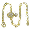 Pulsera Elegante 03.313.0025.07 Oro Laminado, Diseño de Pina y Paperclip, con Blanca Micro Pave, Pulido, Tono Dorado (03 MM Thickness, 7 Inches Length)
