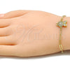 Pulsera Elegante 03.313.0028.07 Oro Laminado, Diseño de Búho y Paperclip, con Blanca Micro Pave, Pulido, Tono Dorado (03 MM Thickness, 7 Inches Length)