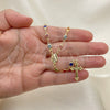 Rosario Mediano 09.326.0003.18 Oro Laminado, Diseño de Caridad del Cobre y Crucifijo, con Cristal Multicolor, Pulido, Tono Dorado