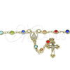 Rosario Mediano 09.326.0003.18 Oro Laminado, Diseño de Caridad del Cobre y Crucifijo, con Cristal Multicolor, Pulido, Tono Dorado
