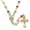 Rosario Mediano 09.326.0003.18 Oro Laminado, Diseño de Caridad del Cobre y Crucifijo, con Cristal Multicolor, Pulido, Tono Dorado