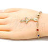 Rosario de Pulsera 09.326.0003.07 Oro Laminado, Diseño de Caridad del Cobre y Crucifijo, con Multicolor Cristal, Pulido, Tono Dorado
