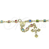 Rosario Mediano 09.326.0004.18 Oro Laminado, Diseño de Caridad del Cobre y Crucifijo, con Cristal Multicolor, Pulido, Tono Dorado