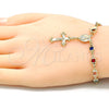Rosario de Pulsera 09.326.0004.07 Oro Laminado, Diseño de Caridad del Cobre y Crucifijo, con Multicolor Cristal, Pulido, Tono Dorado
