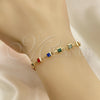 Rosario de Pulsera 09.326.0004.07 Oro Laminado, Diseño de Caridad del Cobre y Crucifijo, con Multicolor Cristal, Pulido, Tono Dorado
