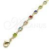 Rosario de Pulsera 09.326.0004.07 Oro Laminado, Diseño de Caridad del Cobre y Crucifijo, con Multicolor Cristal, Pulido, Tono Dorado