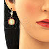 Arete Colgante 02.351.0020.2 Oro Laminado, Diseño de San Benito, con Granate Cristal, Pulido, Tono Dorado