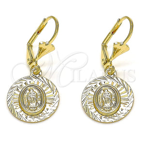 Arete Colgante 02.351.0065 Oro Laminado, Diseño de Guadalupe, Diamantado, Tono Dorado