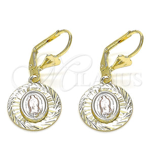 Arete Colgante 02.351.0065.1 Oro Laminado, Diseño de Guadalupe, Diamantado, Tres Tonos