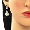 Arete Colgante 02.351.0033.1 Oro Laminado, Diseño de Gota y Guadalupe, Pulido, Tono Dorado